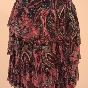INC International Concepts Asymmetrical Paisley Skirt - Pink and Black